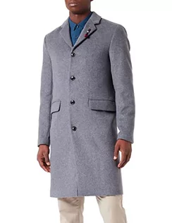 Płaszcze męskie - Scotch & Soda Męski klasyczny jednorzędowy płaszcz z mieszanki wełny płaszcz wełniany, Grey Melange 0606, L - grafika 1