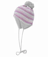 Czapki damskie - Czapka dziewczęca z pomponem, wiązana, szaro-różowa, Döll - miniaturka - grafika 1