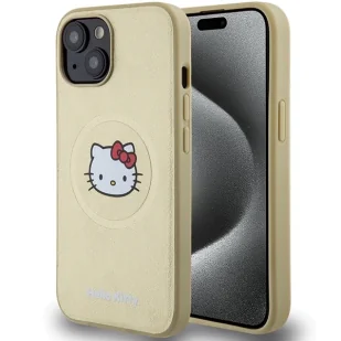 Etui Hello Kitty Leather Kitty Head MagSafe na iPhone 14 - złote - Etui i futerały do telefonów - miniaturka - grafika 1