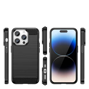 Carbon Case etui iPhone 14 Pro elastyczny żelowy pokrowiec na tył plecki czarny - Etui i futerały do telefonów - miniaturka - grafika 2