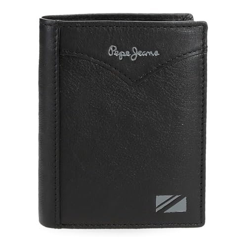 Pepe Jeans Pionowa kurtka Portfel z portmonetką Czarny 8,5x10,5x1 cm Skóra by Joumma Bags, Czarny (Black), Talla única, Pionowy portfel z portfelem