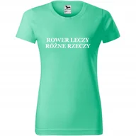 Koszulki i topy damskie - Damska Koszulka Rowerowa Rower leczy różne rzeczy Prezent dla Rowerzystki miętowy XS - miniaturka - grafika 1