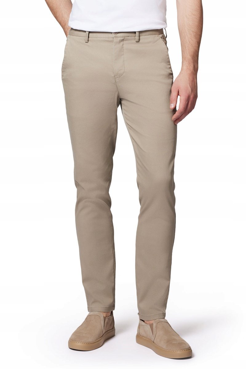 Spodnie Chino Męskie Bawełniane Jasnobeżowe Slim Fit Próchnik PM2 W32/L34