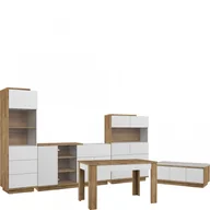 Meble kuchenne - Zestaw Mebli do Jadalni 7 Hybrid MebloCross Dąb Artisan / Biały Połysk, Eco Czarny - miniaturka - grafika 1