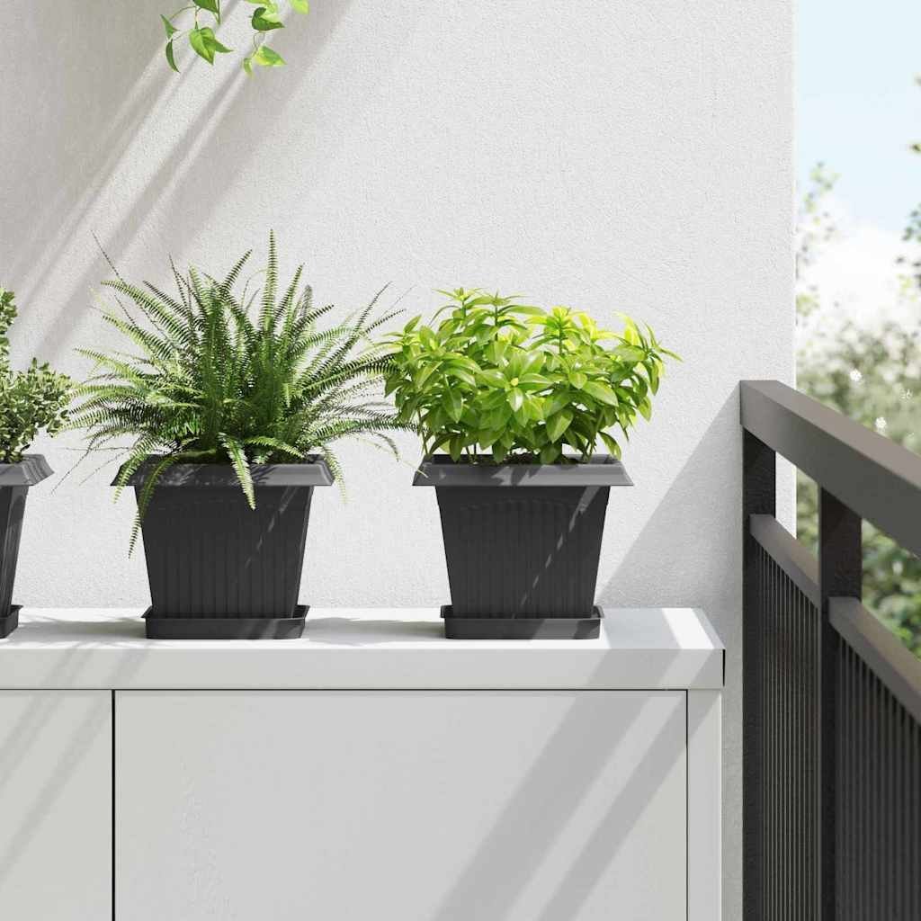 vidaXL Doniczki 24 pcs Czarny 20 x 20 x 16 cm Z tworzywa sztucznego