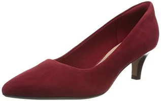 Czółenka - Clarks Damskie czółenka z materiału Linvale Jerica, czerwony - Czerwony Dark Red Suede Dark Red Suede - 39 eu - grafika 1