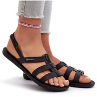 Sandały damskie - Płaskie Sandały Damskie 83516 Ipanema Style Sandal Fem Czarne - miniaturka - grafika 1