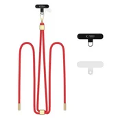 Pozostałe akcesoria do telefonów - Smycz do telefonu TECH-PROTECT C2S Rope Crossbody Strap Czerwono-złoty - miniaturka - grafika 1