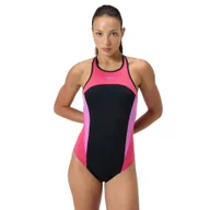 Stroje kąpielowe - Strój pływacki jednoczęściowy damski Speedo High Neck Splice Cross Back - miniaturka - grafika 1