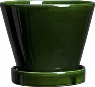 Donice - Doniczka Julie 17 cm zielona z podstawką szkliwiona - miniaturka - grafika 1