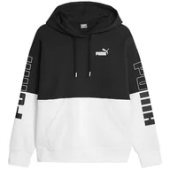 Bluzy damskie - Bluza damska Puma Power Colorblock Hoodie FL czarno-biała 676023 01-L - miniaturka - grafika 1