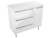 Szafki łazienkowe - Szafka Stojąca Z Blatem ATH 90 cm K Lewa - Biały Wysoki Połysk - Uchwyty Stal Szczotkowana - miniaturka - grafika 1