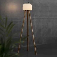 Lampy ogrodowe - Lampa stojąca LED Kettle trójnóg drewno klosz 22cm - miniaturka - grafika 1