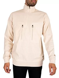 Koszulki męskie - G-STAR RAW Męski T-shirt Tweeter Half Zip Ls, Biały (Dk Talc C673-a488), L - grafika 1