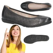 Półbuty damskie - Buty Baleriny Damskie Skórzane Caprice 22150 Ażurowe Sportowe Granatowe 36 - miniaturka - grafika 1