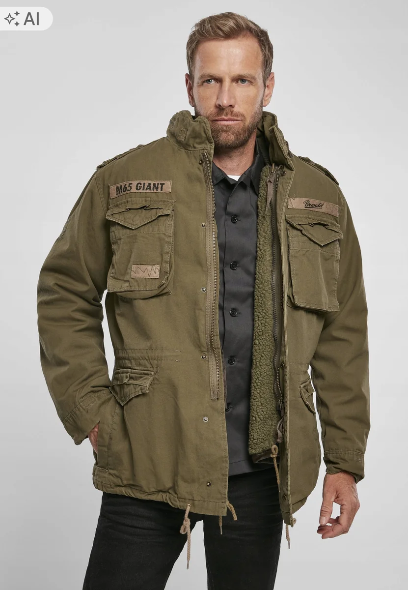 BRANDIT KURTKA PARKA MĘSKA ZIELONA Z OZDOBNYMI PAGONAMI 5XL 2FA