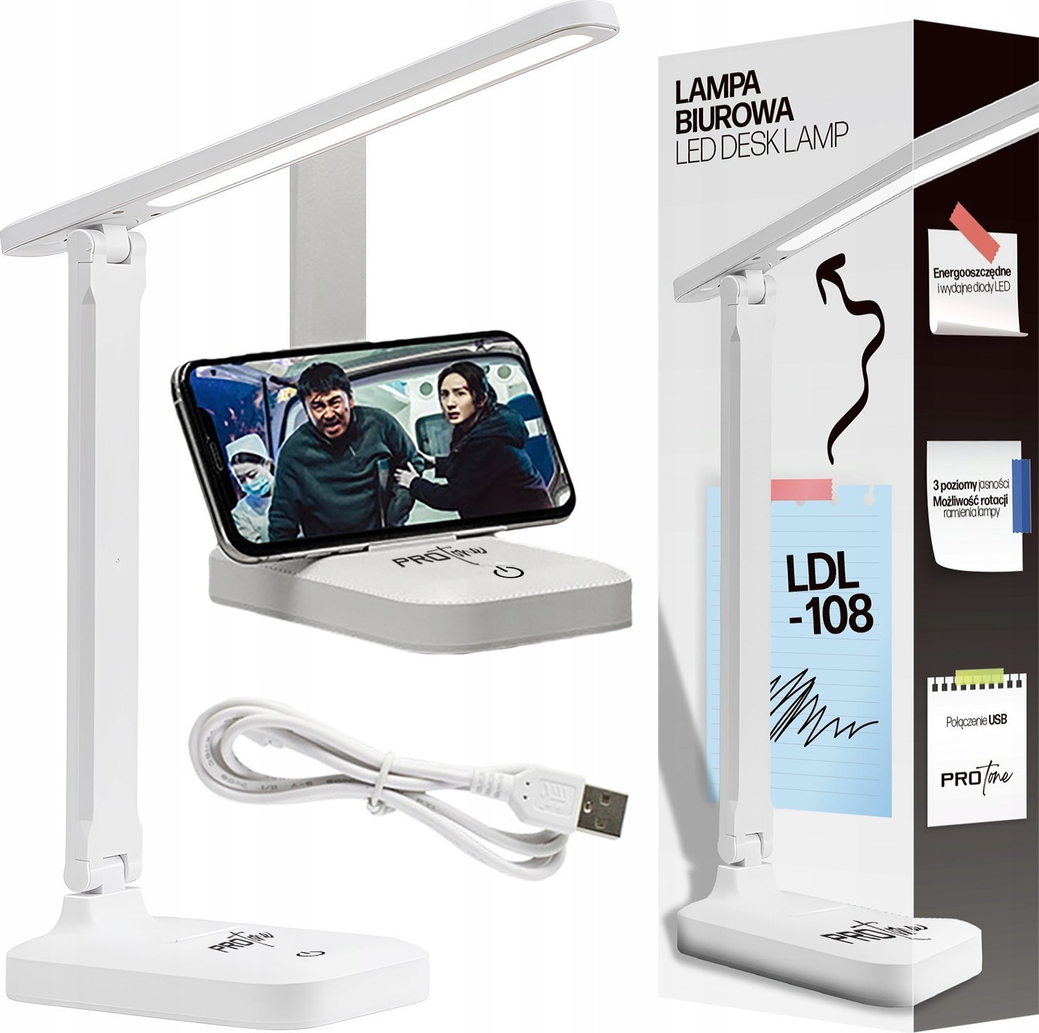 Lampka biurkowa Rabalux biała 5905370209334