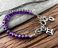 Bransoletki - Bransoletka ZODIAK z ametystem - BLIŹNIĘTA - miniaturka - grafika 1