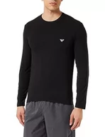 Koszulki męskie - Emporio Armani Męski t-shirt z długim rękawem Soft Modal, czarny, S - miniaturka - grafika 1