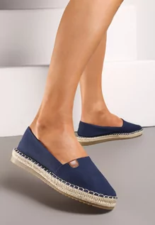 Espadryle damskie - Granatowe Płaskie Casualowe Espadryle w Stylu Boho Lephea - grafika 1