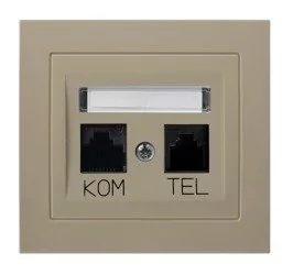 Ospel Kier beżowy Gniazdo komputerowo-telefoniczne RJ 45kat 5e + RJ 11 GPKT-W/K/01 GPKT-W/K/01 - Gniazdka elektryczne - miniaturka - grafika 1