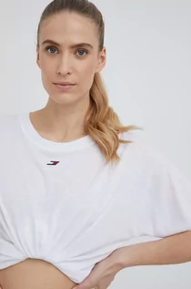 Koszulki sportowe damskie - Tommy Hilfiger t-shirt damski kolor biały - grafika 1