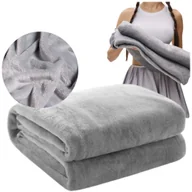 Koce - Koc Gładki Na Prezent Narzuta Na Łóżko Pled 200X220 Cm Szary Ciepły Duży - miniaturka - grafika 1