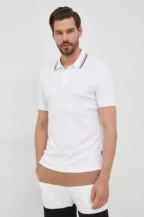 Koszulki męskie - Hugo Boss polo bawełniane kolor biały gładki - - grafika 1