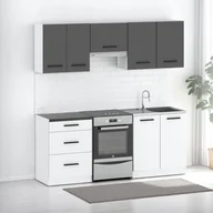 Meble kuchenne - Kuchnia Nowoczesna Modułowa Mała Z Blatem 2m Biała Biały Mat Szary Mat - miniaturka - grafika 1
