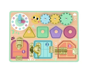 TOOKY TOY Tablica Manipulacyjna Zamki Zębatki Sorter Zegar - Tablice dla dzieci - miniaturka - grafika 1