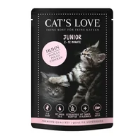 Mokra karma dla kotów - CAT'S LOVE karma dla kotów junior w galaretce Kurczak z algami wapiennymi i olejem z krokosza 48x85 g - miniaturka - grafika 1
