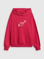 Bluzy damskie - 4F Bluza dresowa loose z kapturem damska - różowa XS - miniaturka - grafika 1