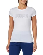 Koszulki i topy damskie - Armani Exchange Damska koszulka Pima Cotton Crew Neck Logo Block Tee, biały, XS - miniaturka - grafika 1
