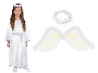 Stroje karnawałowe - ZESTAW SUKIENKA ANIOŁEK BIAŁY 134-140 3el - miniaturka - grafika 1