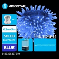 Oświetlenie świąteczne - Lampki choinkowe Aigostar Lampki choinkowe 50led na 3 baterie AA niebieskie 5M Lampki choinkowe 50led na 3 baterie AA niebieskie 5M - miniaturka - grafika 1