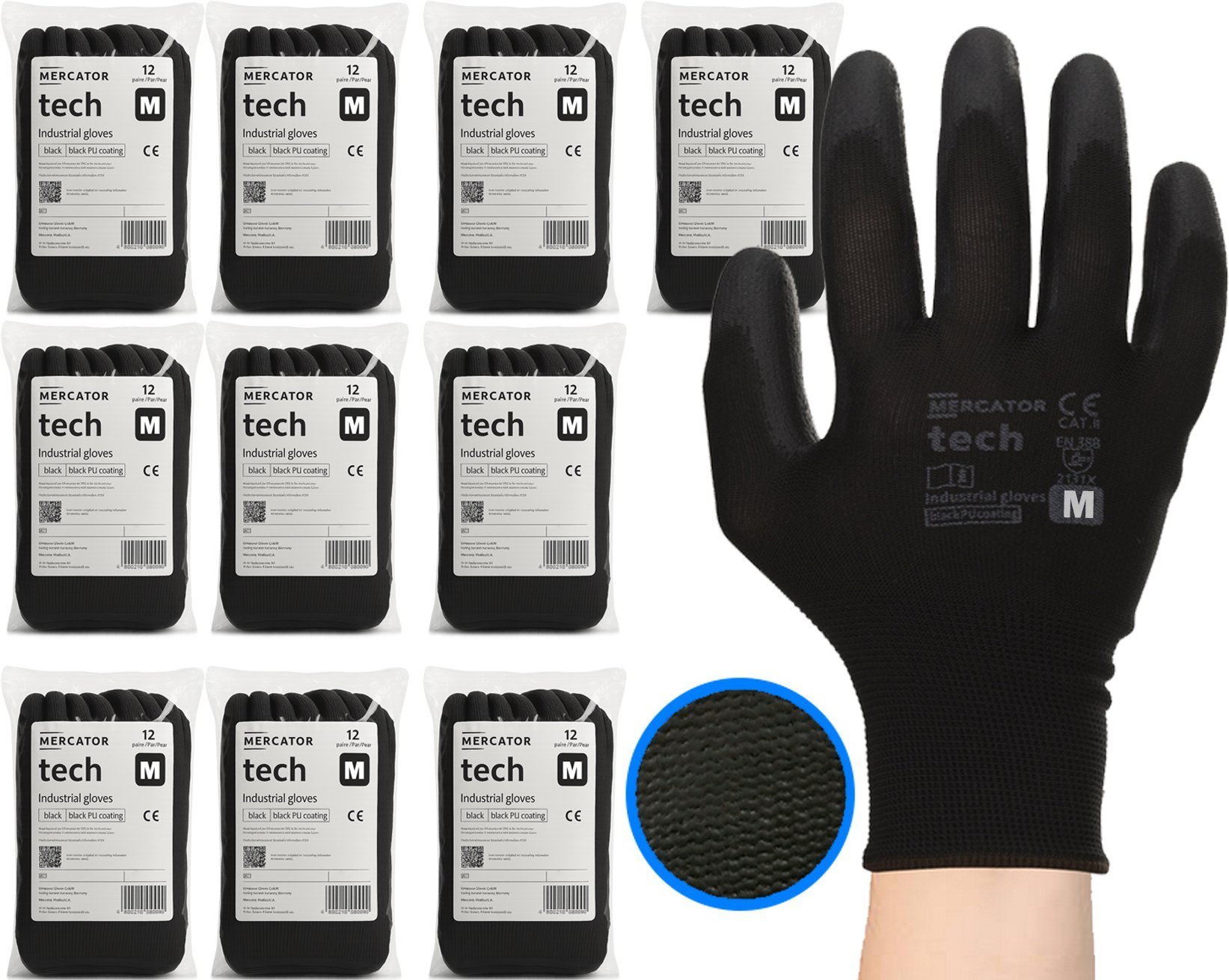 MERCATOR Tech Black+Black PU - 120 Par 8 - M