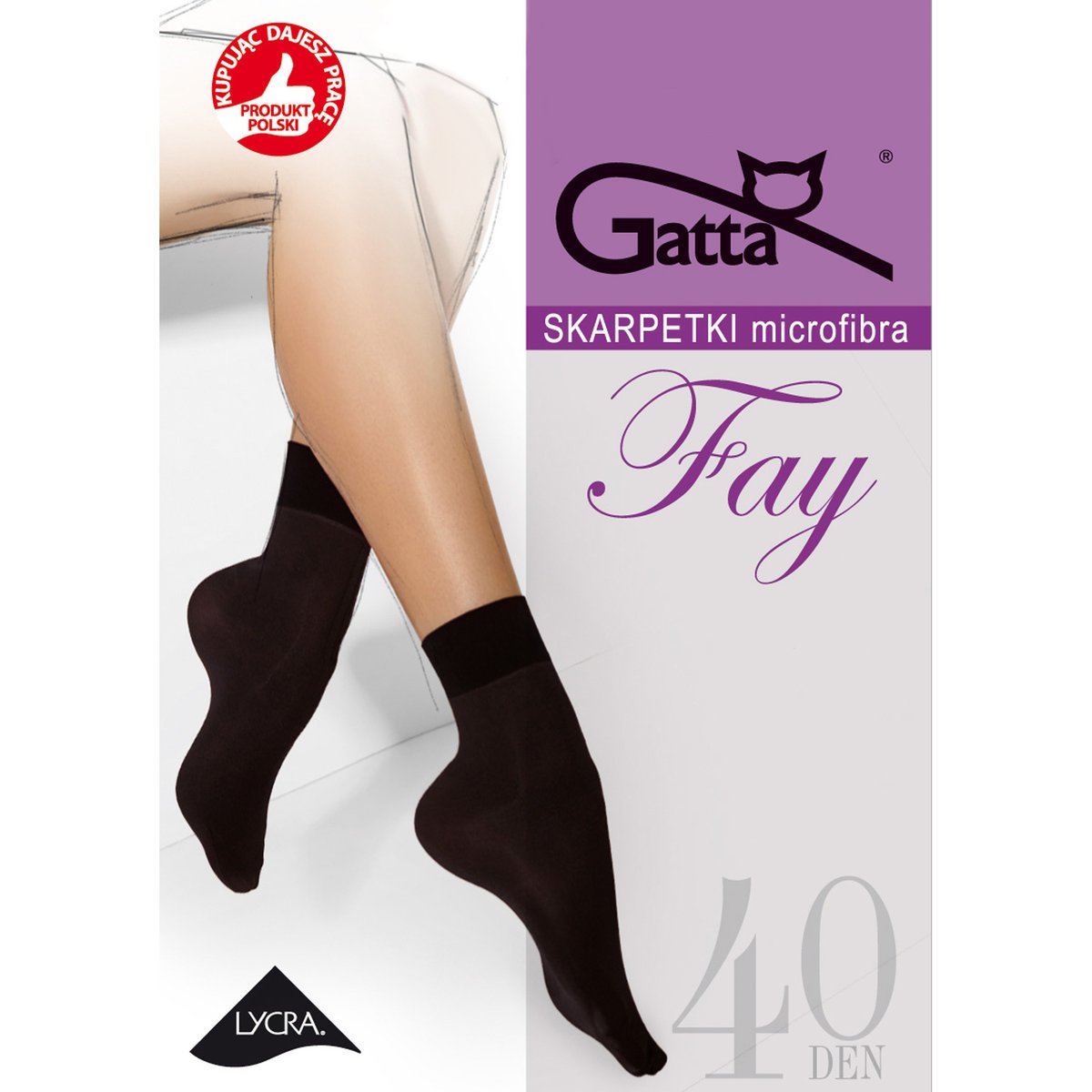 Skarpetki rajstopowe damskie Gatta FAY z mikrofibry, czarne o grubości 40 DEN - 10 par
