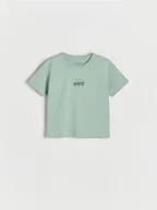 Bluzki dla niemowląt - Reserved - Bawełniany t-shirt - jasnoturkusowy - miniaturka - grafika 1