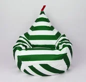 Fotele i pufy dla dzieci - Pufa Worek Dla Dzieci Tipi Paski Biało Zielona - miniaturka - grafika 1