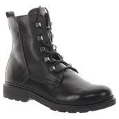 Botki damskie - Marco Tozzi Czarne Skórzane Botki Na Jesień 38 - miniaturka - grafika 1