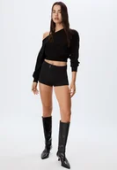 Spodenki damskie - Stradivarius Mini spodenki eleganckie Czarny L - miniaturka - grafika 1