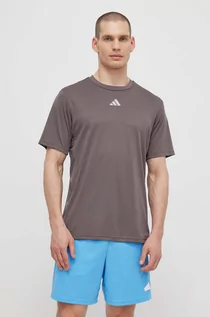Koszulki męskie - adidas Performance t-shirt treningowy HIIT 3S kolor szary gładki IS3720 - grafika 1