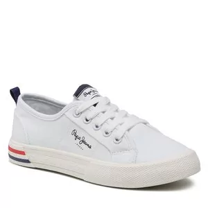 Buty dla chłopców - Tenisówki Pepe Jeans - Brady Basic G PGS30561 Off White 803 - grafika 1