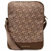 Torby na laptopy - Guess Torba GUTB10HGCFSEW 10" brązowy/brown GCube Stripe Tablet Bag - miniaturka - grafika 1