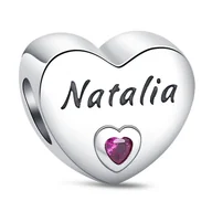Wisiorki - Zawieszka SREBRO 925 Charms koralik do PANDORA Imię Natalia Serce - miniaturka - grafika 1