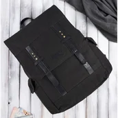 Plecaki - Plecak męski A4 ze skóry wegańskiej PAOLO PERUZZI E-03-BL czarny - miniaturka - grafika 1