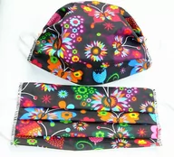 Odzież robocza - Maseczka Maska Ochronna Na Twarz Łowickie Motyle Kolorowe Na Czarnym Tle - miniaturka - grafika 1