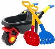 Zabawki do piasku - Czarna taczka ogrodowa dla dzieci do piasku 74 cm + łopatka, grabki - miniaturka - grafika 1