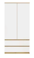 Szafy - Dwudrzwiowa szafa biały + dąb artisan - Ollos - miniaturka - grafika 1