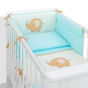 MAMO-TATO 3-el pościel dla niemowląt 100x135 do łóżeczka 60x120cm - Słonik biszkoptowy / turkus - Pościel dla dzieci - miniaturka - grafika 1
